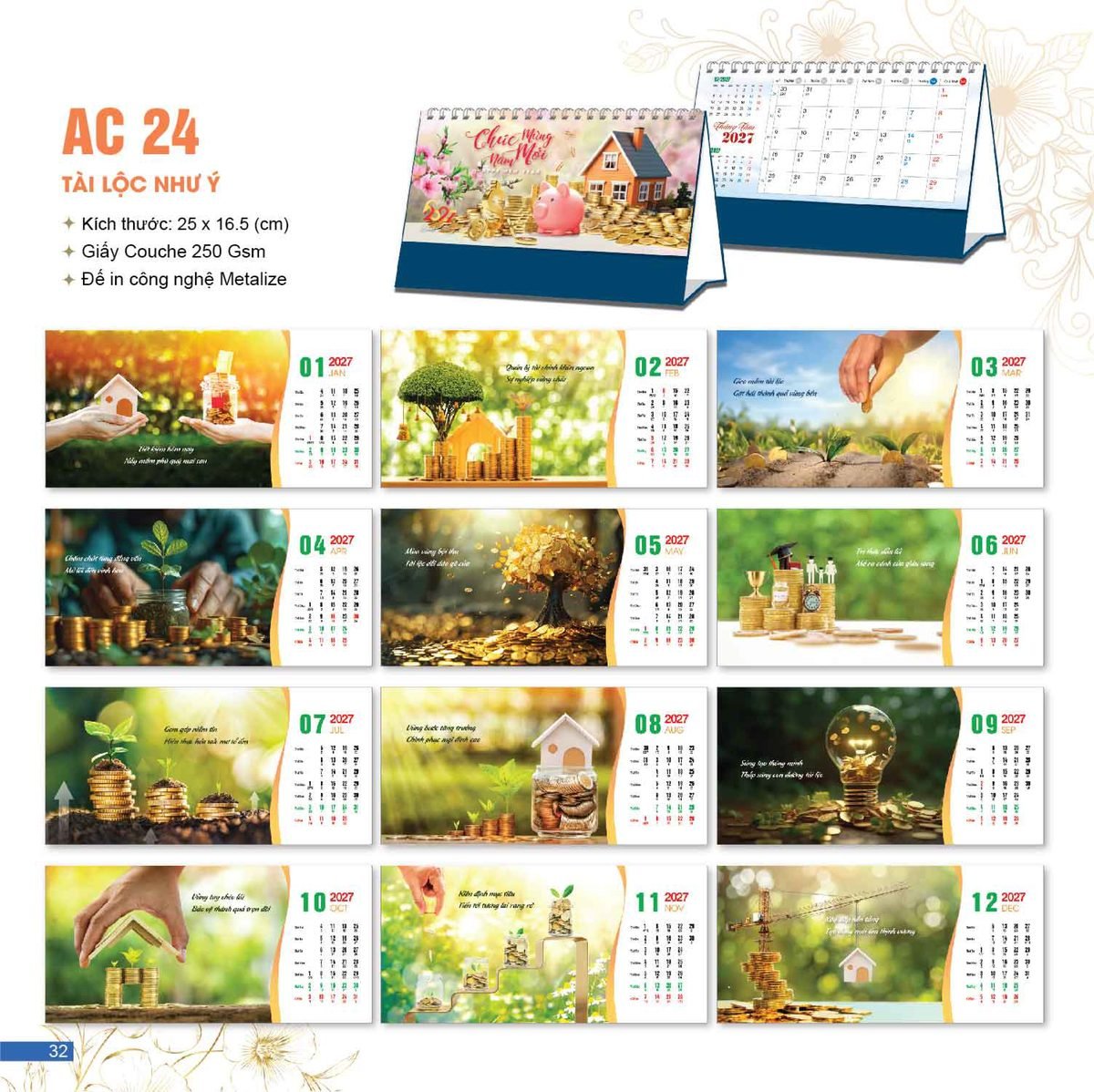 Lịch Bloc 2027 AC Mẫu AC24 - Tài Lộc Như Ý (25 x 16 cm) Tổng Kho Phân Phối Chiết Khấu Sâu 48% Lịch Bloc 2027 AC Mẫu AC24 - Tài Lộc Như Ý (25 x 16 cm) Tổng Kho Phân Phối Chiết Khấu Sâu 48% in logo doanh nghiệp quà tặng Tết tại Tổng Kho Quà Tặng 999