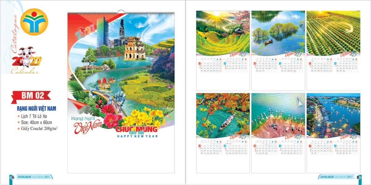 Lịch 7 Tờ Lò Xo 2027 Bình Minh BM02 Tổng Kho Phân Phối Chiết Khấu Sâu 48%