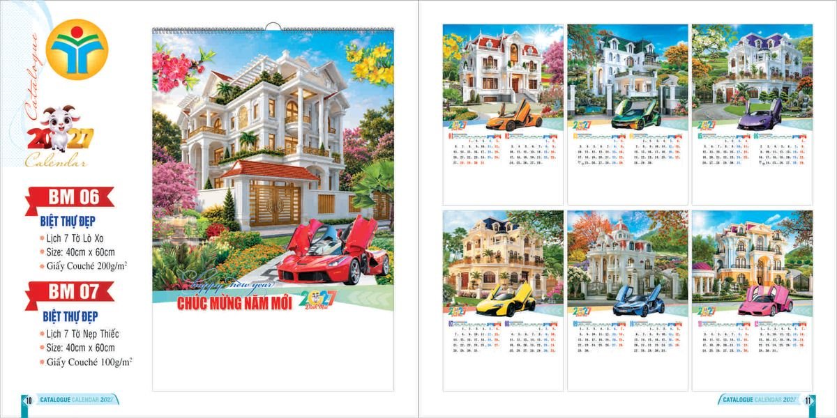 Lịch 7 Tờ Lò Xo 2027 Bình Minh BM05 Tổng Kho Phân Phối Chiết Khấu Sâu 48%
