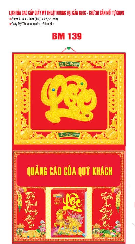 Bìa Lịch Treo Khung Đại Gắn Bloc BM 2027 BM139 - Kim Dương Phú Quý - Tổng Kho Quà Tặng 999