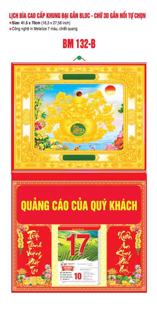 Bìa Lịch Treo Gắn Bloc Ba Nhất Ba Nhất 2027 BN145 Tổng Kho Phân Phối Chiết Khấu Sâu 48%