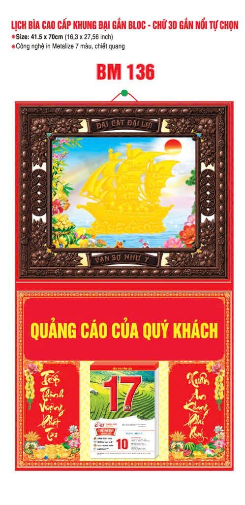 Bìa Lịch Treo Gắn Bloc Ba Nhất Ba Nhất 2027 BN152 Tổng Kho Phân Phối Chiết Khấu Sâu 48%