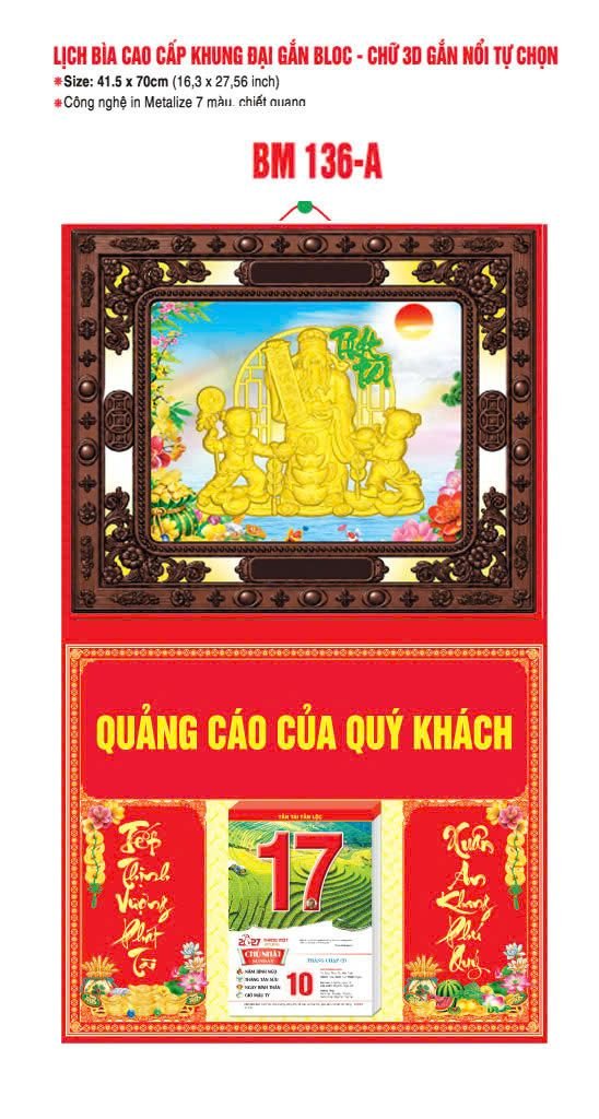 Bìa Lịch Treo Gắn Bloc Ba Nhất Ba Nhất 2027 BN153 Tổng Kho Phân Phối Chiết Khấu Sâu 48%
