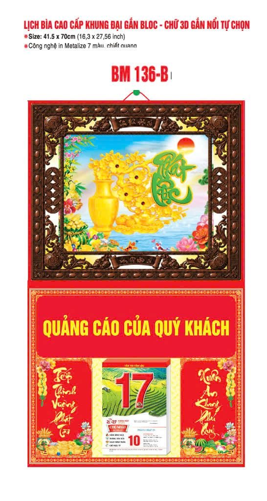 Bìa Lịch Treo Gắn Bloc Ba Nhất Ba Nhất 2027 BN154 Tổng Kho Phân Phối Chiết Khấu Sâu 48%