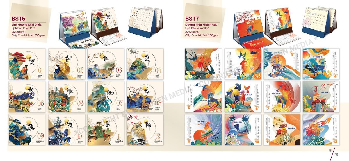 Lịch Để Bàn Nghệ Thuật 2027 BS25 Tổng Kho Phân Phối Chiết Khấu Sâu 48%