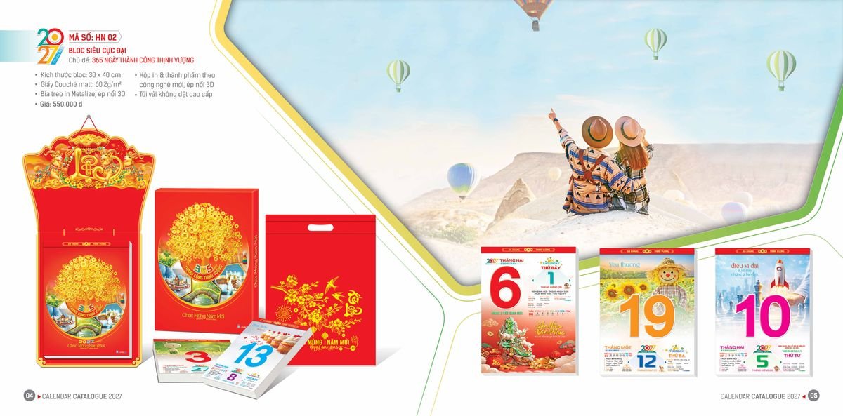 Lịch Bloc Hoa Niên 2027 Đông Phương DPHN01 Tổng Kho Phân Phối Chiết Khấu Sâu 48%