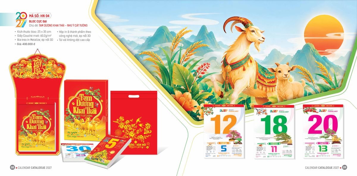Lịch Bloc Hoa Niên 2027 Đông Phương DPHN03 Tổng Kho Phân Phối Chiết Khấu Sâu 48%