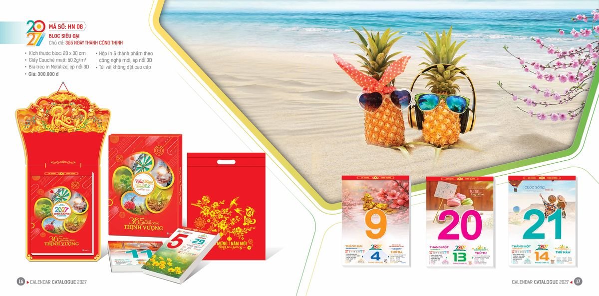 Lịch Bloc Hoa Niên 2027 Đông Phương DPHN07 Tổng Kho Phân Phối Chiết Khấu Sâu 48%
