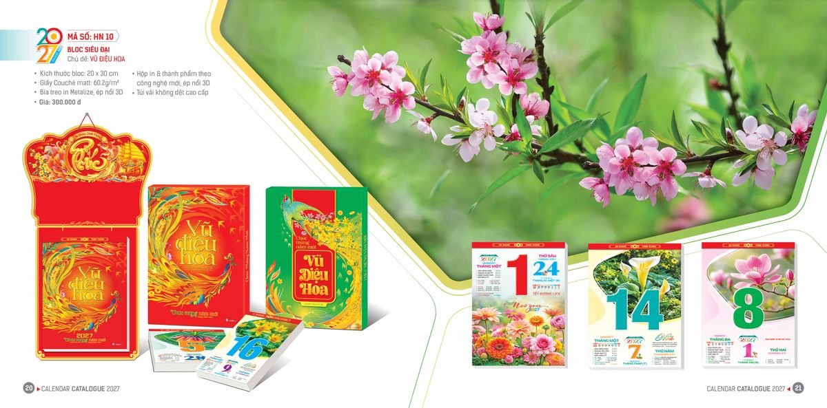 Lịch Bloc Hoa Niên 2027 Đông Phương DPHN09 Tổng Kho Phân Phối Chiết Khấu Sâu 48%