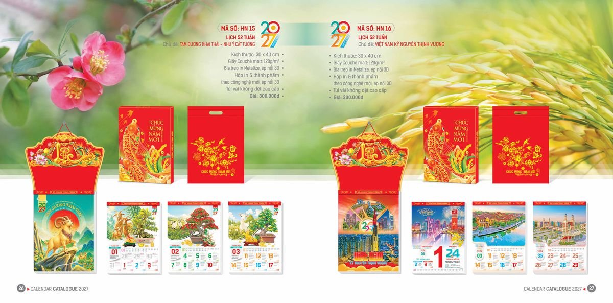 Lịch Bloc Hoa Niên 2027 Đông Phương DPHN12 Tổng Kho Phân Phối Chiết Khấu Sâu 48%