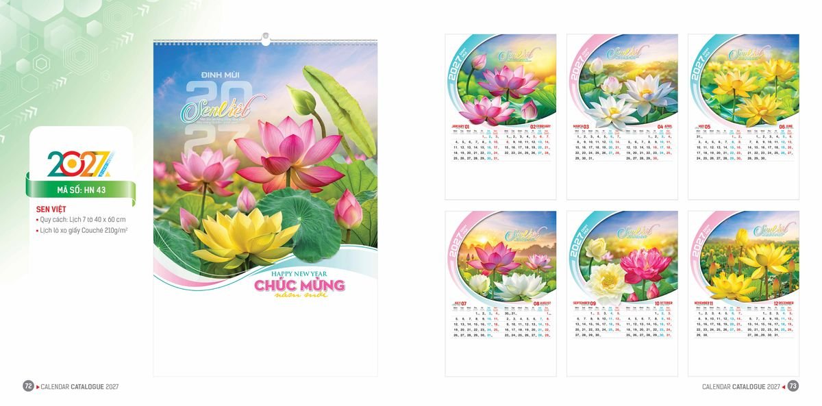 Lịch Bloc Hoa Niên 2027 ĐP DPHN35 Tổng Kho Phân Phối Chiết Khấu Sâu 48%