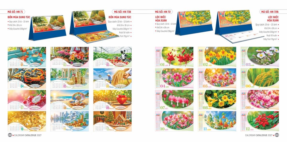 Lịch Bloc Hoa Niên 2027 Đông Phương DPHN50 Tổng Kho Phân Phối Chiết Khấu Sâu 48%