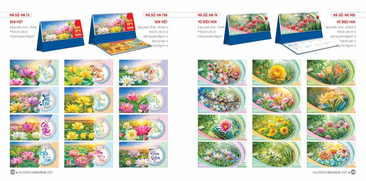 Lịch Bloc Hoa Niên 2027 Đông Phương DPHN51 Tổng Kho Phân Phối Chiết Khấu Sâu 48%