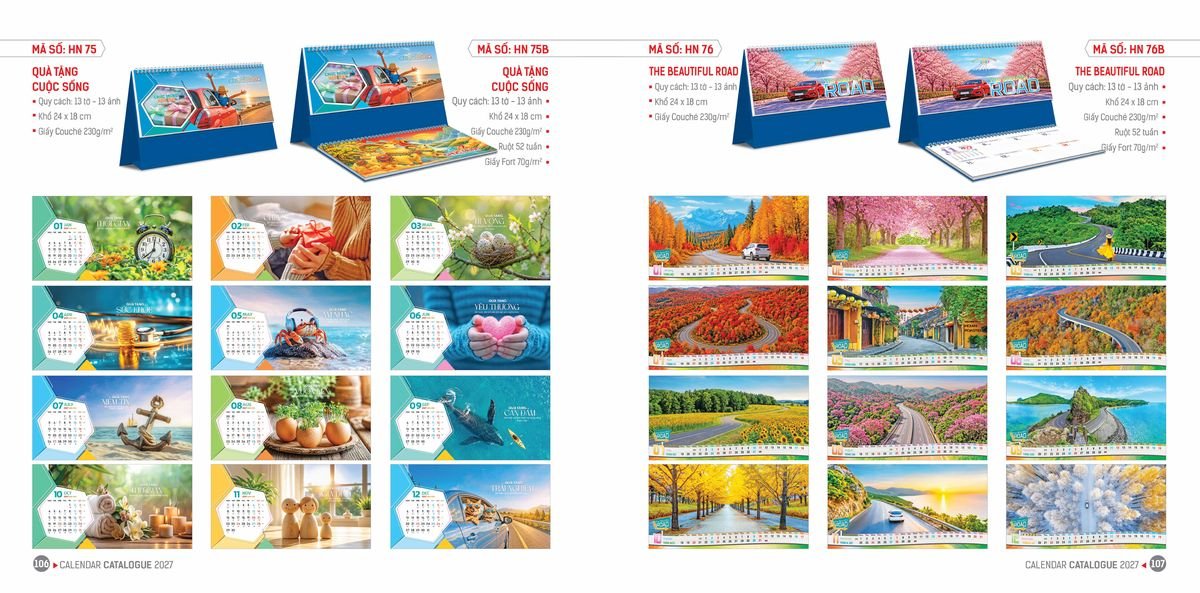 Lịch Bloc Hoa Niên 2027 Đông Phương DPHN52 Tổng Kho Phân Phối Chiết Khấu Sâu 48%