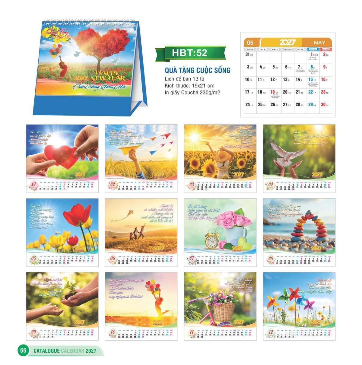 Lịch Để Bàn 2027 HBT Mẫu HBT52 (19 x 21cm) Tổng Kho Phân Phối Chiết Khấu Sâu 48% Lịch Để Bàn 2027 HBT Mẫu HBT52 (19 x 21cm) Tổng Kho Phân Phối Chiết Khấu Sâu 48% in logo doanh nghiệp quà tặng Tết tại Tổng Kho Quà Tặng 999