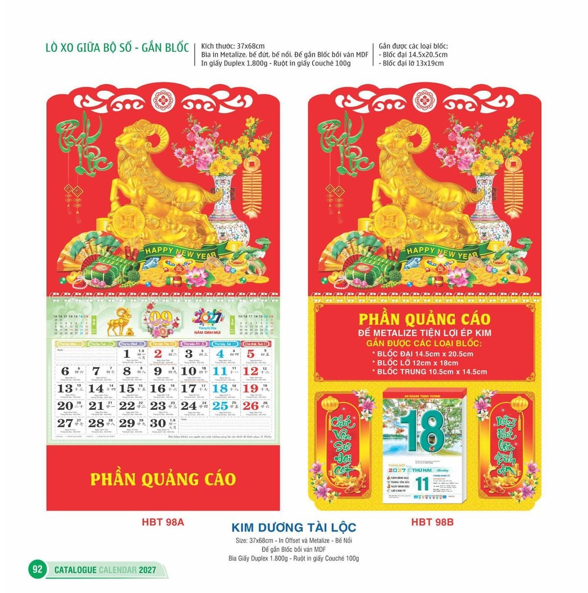 Lịch Treo Tường Lò Xo 2027 HBT Mẫu HBT99A (13 x 19cm) Tổng Kho Phân Phối Chiết Khấu Sâu 48% Lịch Treo Tường Lò Xo 2027 HBT Mẫu HBT99A (13 x 19cm) Tổng Kho Phân Phối Chiết Khấu Sâu 48% in logo doanh nghiệp quà tặng Tết tại Tổng Kho Quà Tặng 999