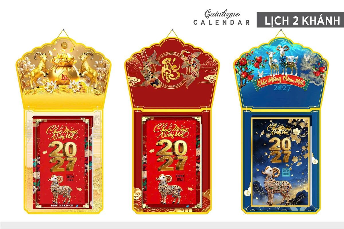 Lịch Khánh Gỗ Lamina 2 Đầu 2027 LM2D_002 - Tổng Kho Quà Tặng 999