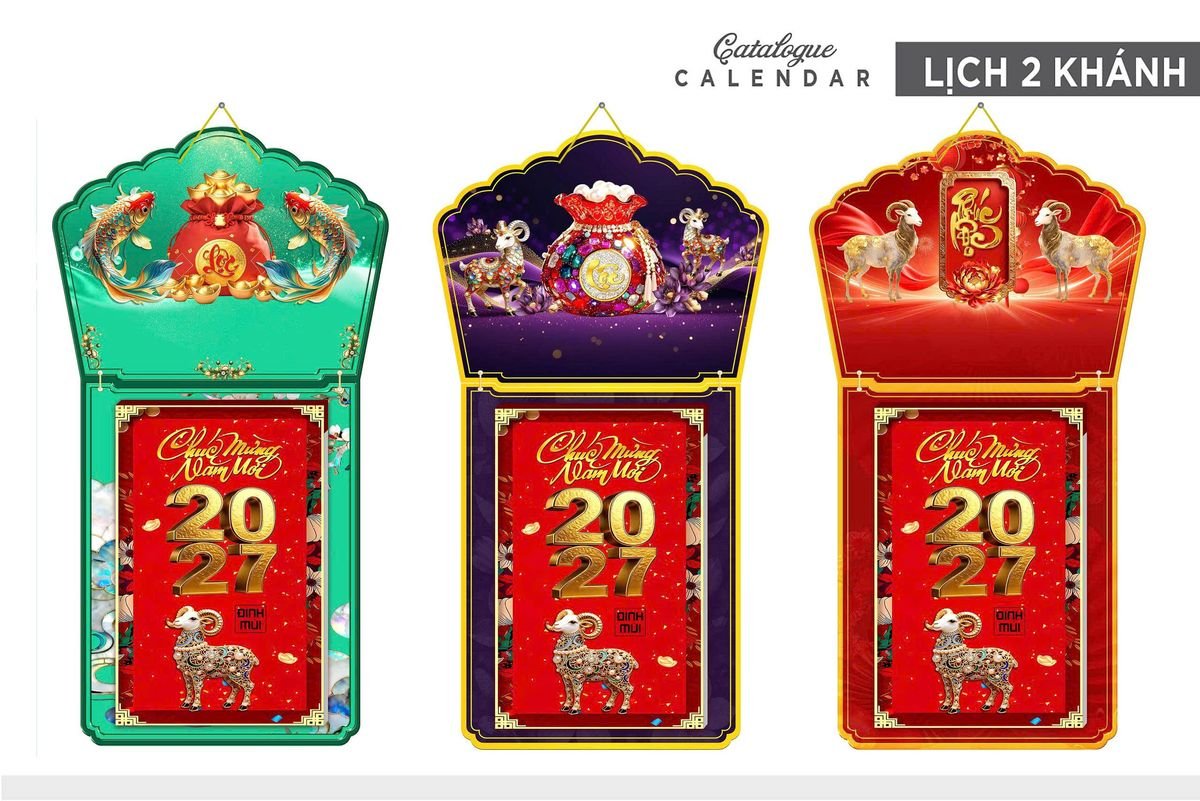 Lịch Khánh Gỗ Lamina 2 Đầu 2027 LM2D_003 - Tổng Kho Quà Tặng 999