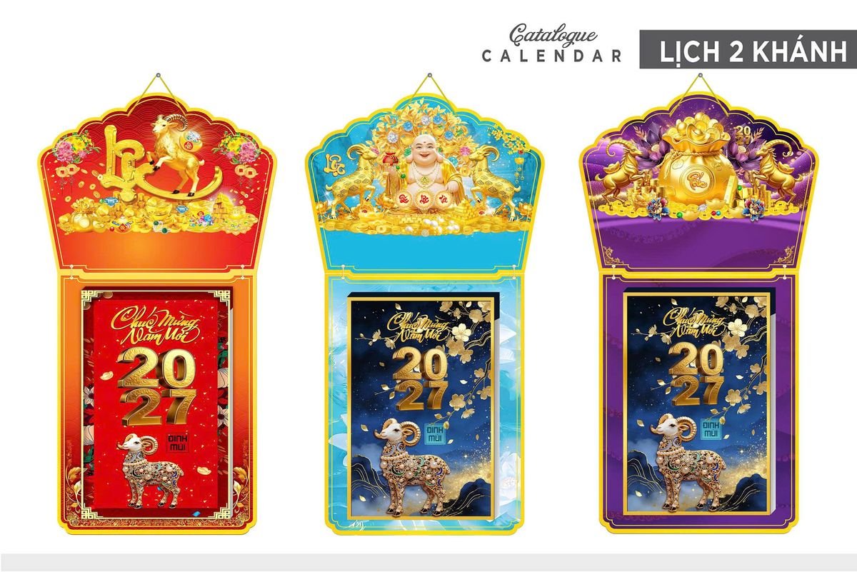 Lịch Khánh Gỗ Lamina 2 Đầu 2027 LM2D_004 - Tổng Kho Quà Tặng 999