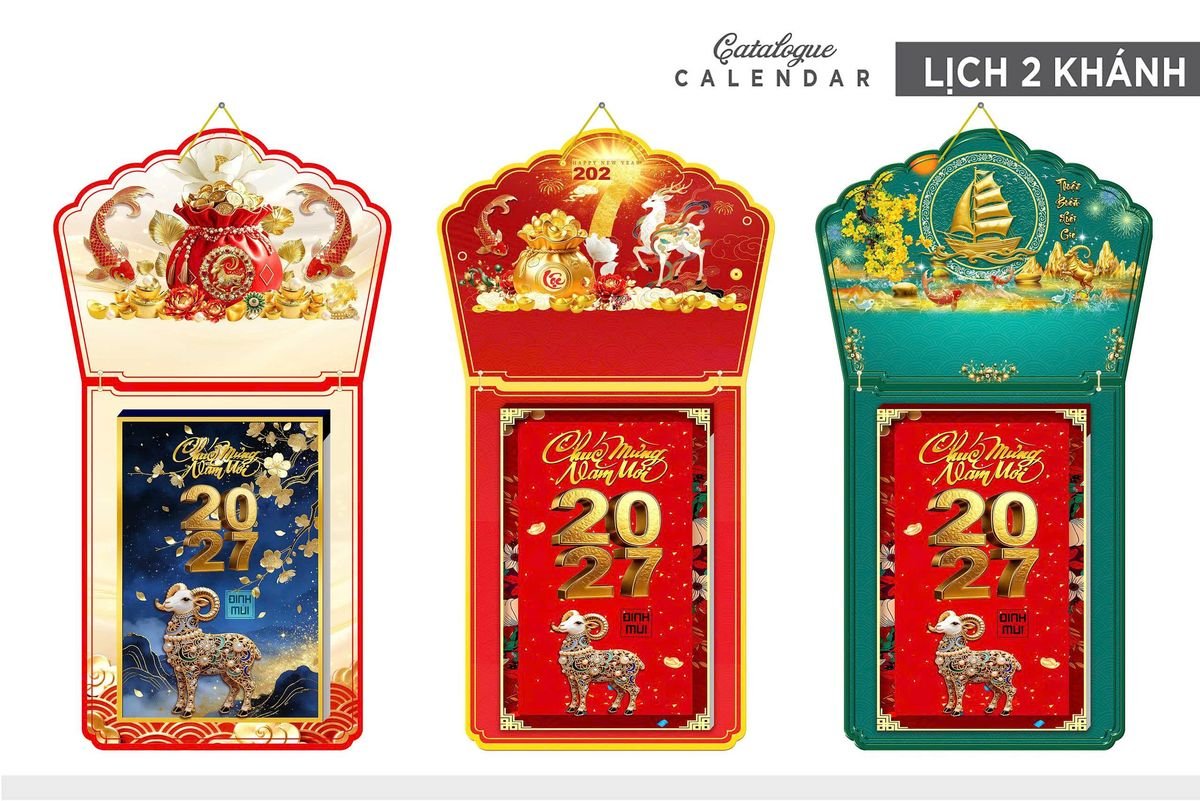 Lịch Khánh Gỗ Lamina 2 Đầu 2027 LM2D_005 - Tổng Kho Quà Tặng 999