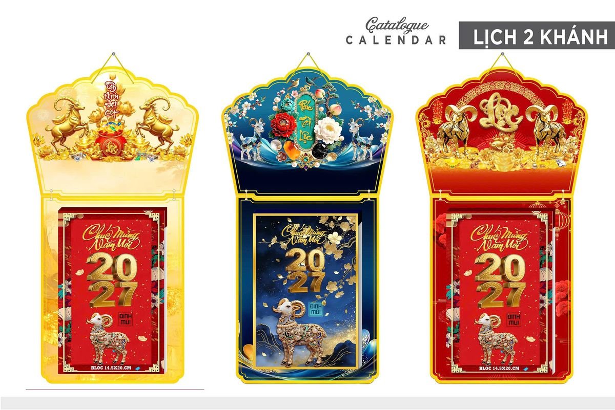 Lịch Khánh Gỗ Lamina 2 Đầu 2027 LM2D_006 - Tổng Kho Quà Tặng 999