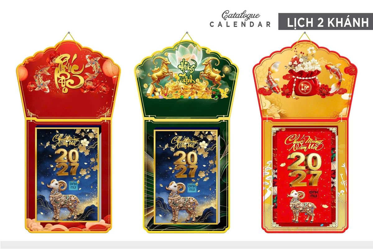 Lịch Khánh Gỗ Lamina 2 Đầu 2027 LM2D_007 - Tổng Kho Quà Tặng 999