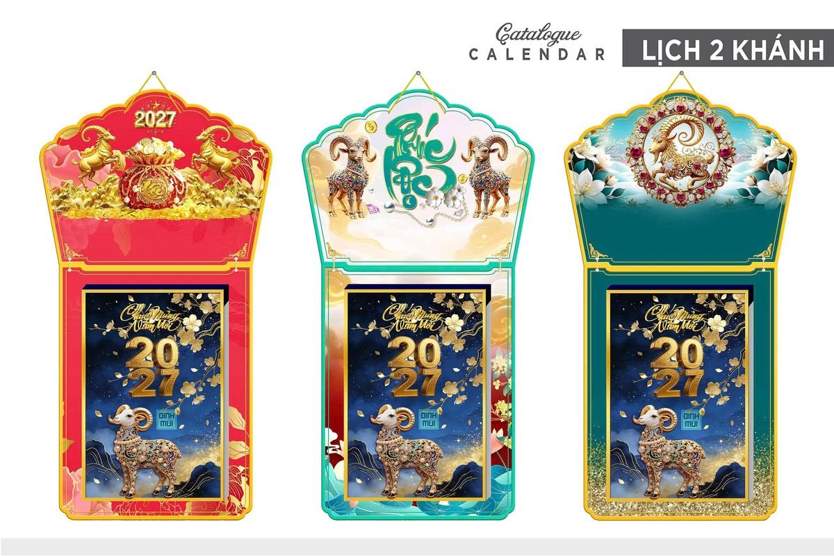 Lịch Khánh Gỗ Lamina 2 Đầu 2027 LM2D_008 - Tổng Kho Quà Tặng 999
