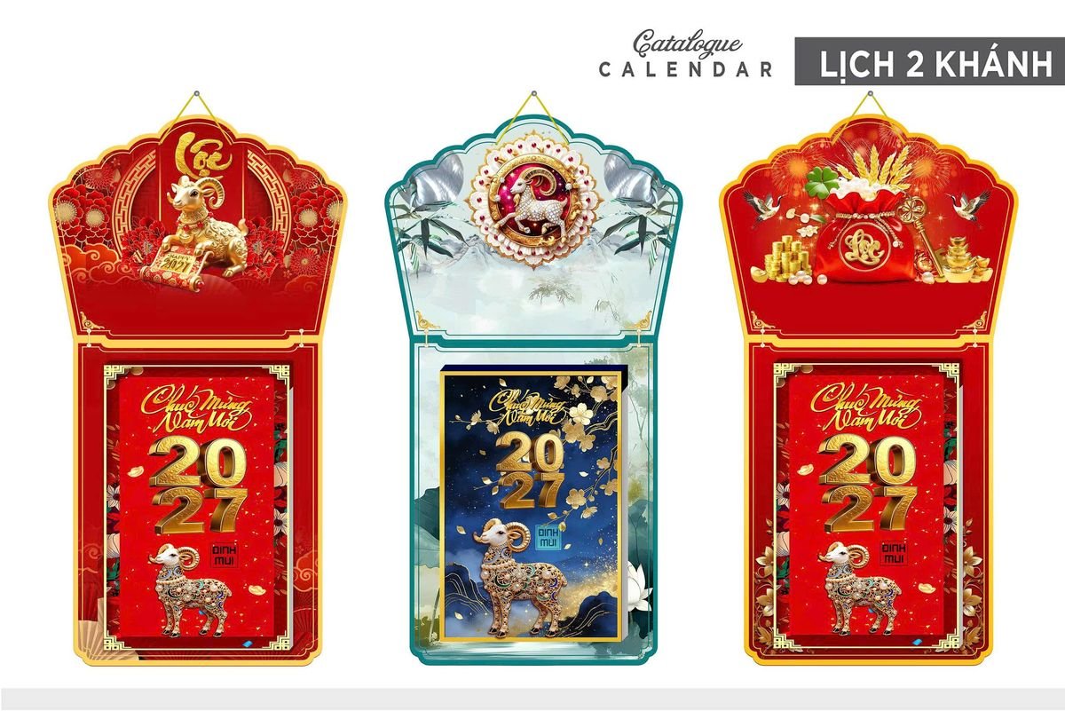 Lịch Khánh Gỗ Lamina 2 Đầu 2027 LM2D_009 - Tổng Kho Quà Tặng 999