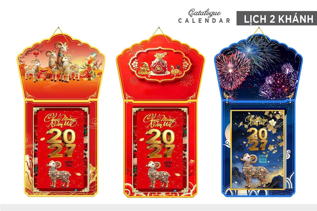 Lịch Khánh Gỗ Lamina 2 Đầu 2027 LM2D_010 - Tổng Kho Quà Tặng 999