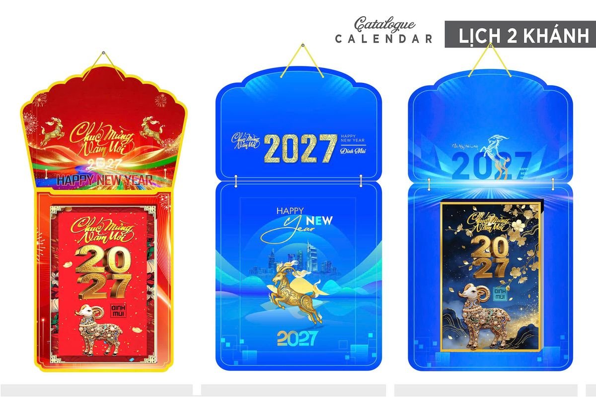 Lịch Khánh Gỗ Lamina 2 Đầu 2027 LM2D_011 - Tổng Kho Quà Tặng 999