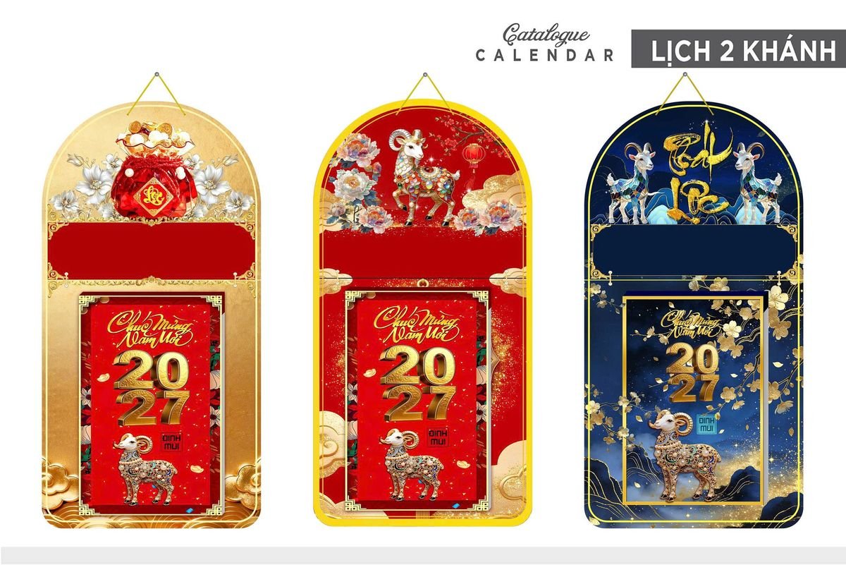 Lịch Khánh Gỗ Lamina 2 Đầu 2027 LM2D_012 - Tổng Kho Quà Tặng 999