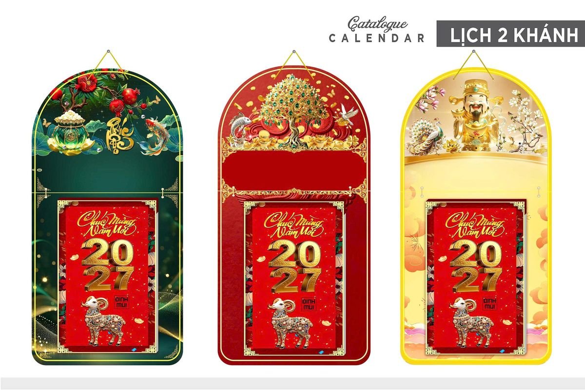 Lịch Khánh Gỗ Lamina 2 Đầu 2027 LM2D_013 - Tổng Kho Quà Tặng 999