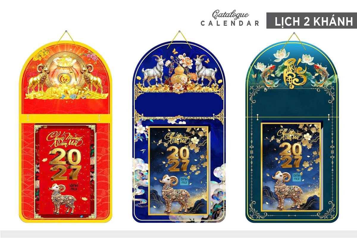 Lịch Khánh Gỗ Lamina 2 Đầu 2027 LM2D_014 - Tổng Kho Quà Tặng 999
