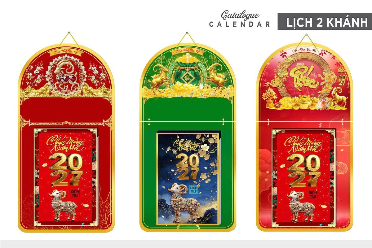 Lịch Khánh Gỗ Lamina 2 Đầu 2027 LM2D_015 - Tổng Kho Quà Tặng 999