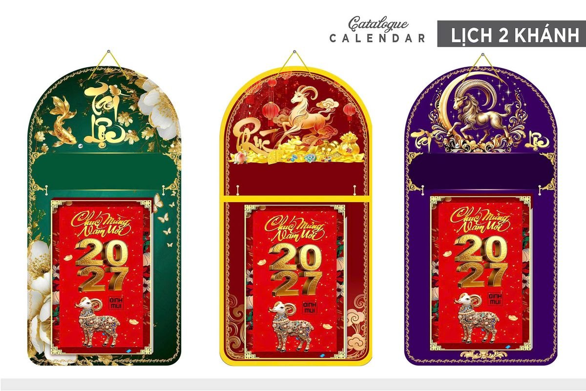 Lịch Khánh Gỗ Lamina 2 Đầu 2027 LM2D_016 - Tổng Kho Quà Tặng 999