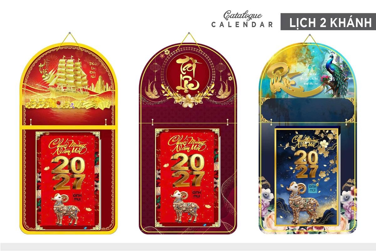 Lịch Khánh Gỗ Lamina 2 Đầu 2027 LM2D_017 - Tổng Kho Quà Tặng 999