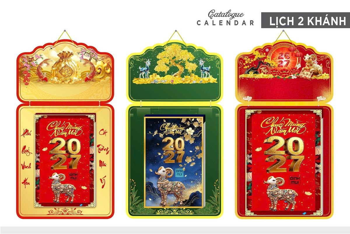 Lịch Khánh Gỗ Lamina 2 Đầu 2027 LM2D_019 - Tổng Kho Quà Tặng 999