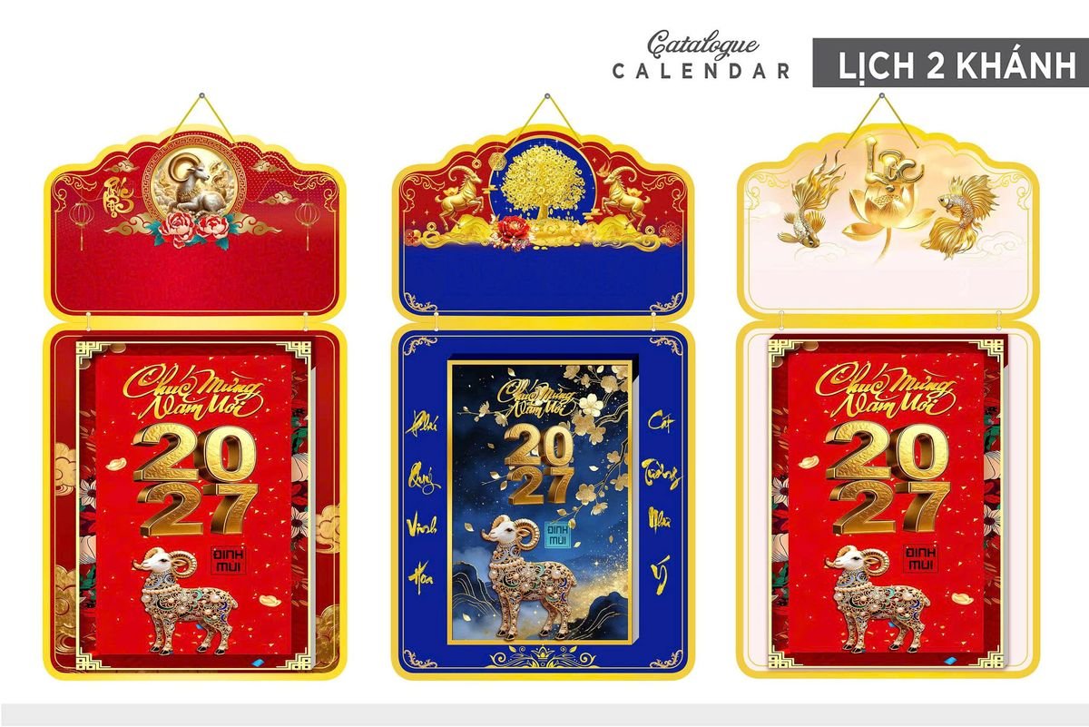 Lịch Khánh Gỗ Lamina 2 Đầu 2027 LM2D_020 - Tổng Kho Quà Tặng 999