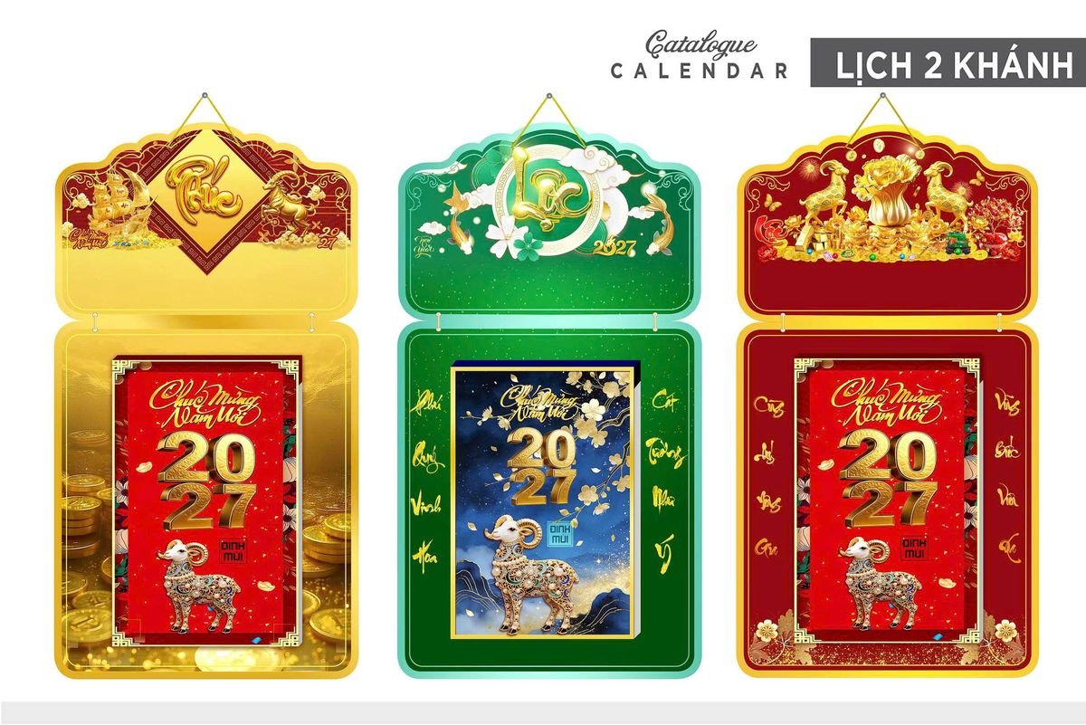 Lịch Khánh Gỗ Lamina 2 Đầu 2027 LM2D_021 - Tổng Kho Quà Tặng 999