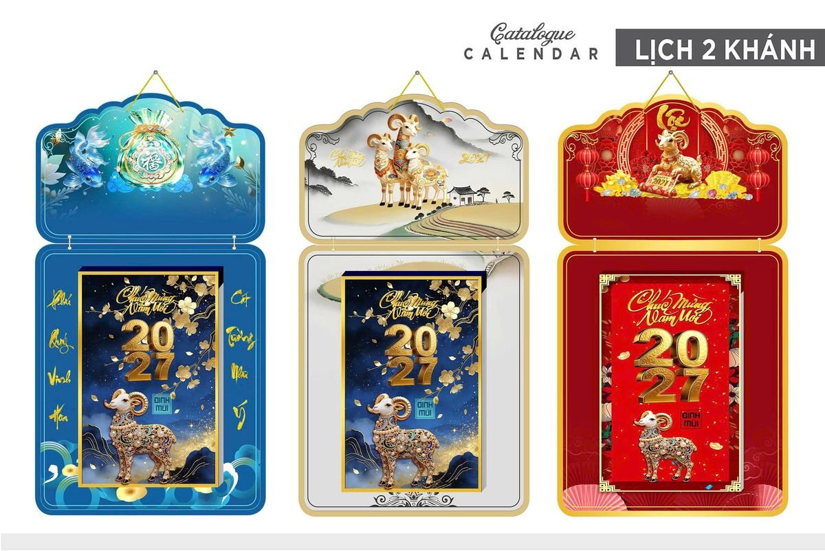 Lịch Khánh Gỗ Lamina 2 Đầu 2027 LM2D_022 - Tổng Kho Quà Tặng 999