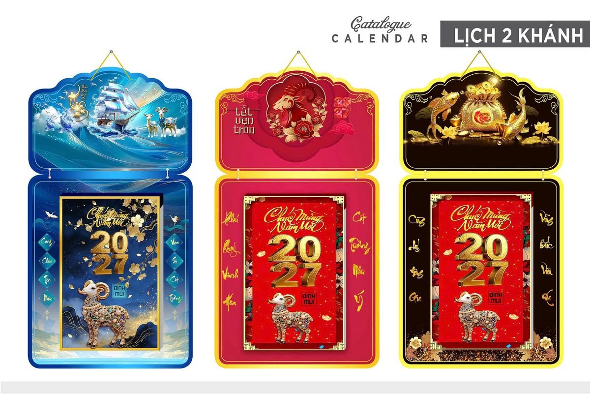 Lịch Khánh Gỗ Lamina 2 Đầu 2027 LM2D_023 - Tổng Kho Quà Tặng 999