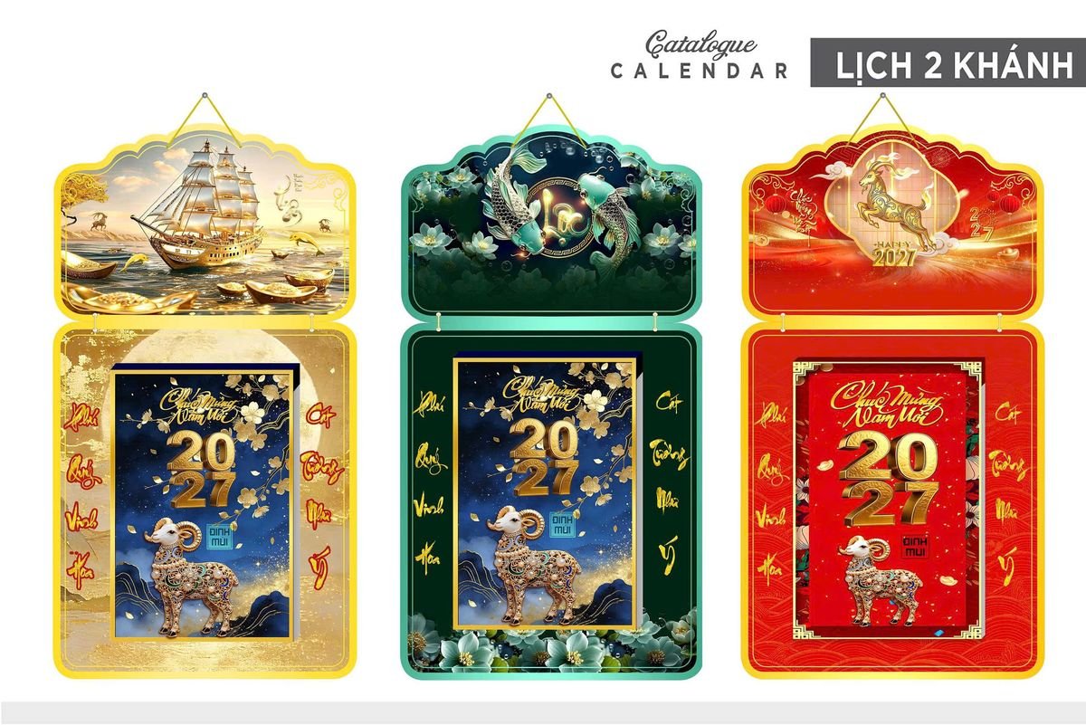 Lịch Khánh Gỗ Lamina 2 Đầu 2027 LM2D_024 - Tổng Kho Quà Tặng 999