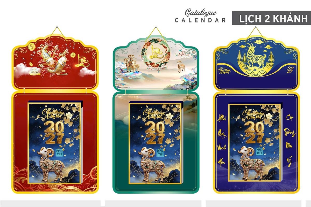 Lịch Khánh Gỗ Lamina 2 Đầu 2027 LM2D_025 - Tổng Kho Quà Tặng 999