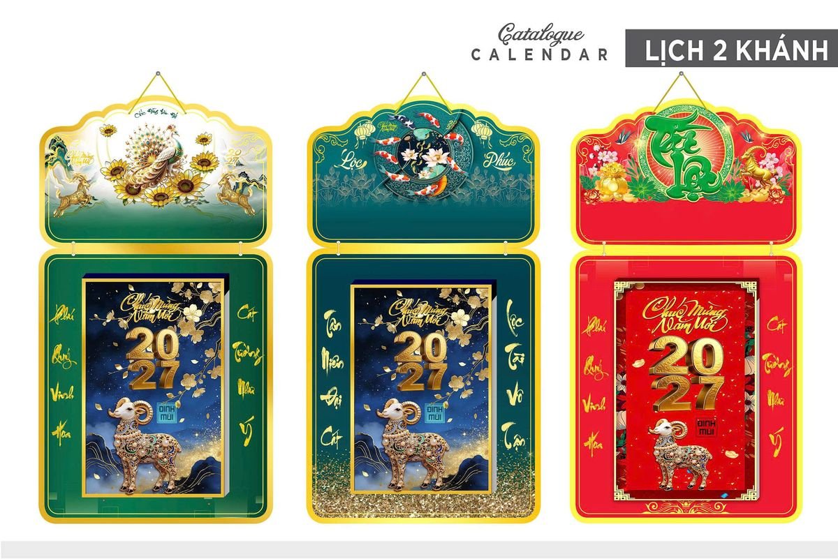 Lịch Khánh Gỗ Lamina 2 Đầu 2027 LM2D_026 - Tổng Kho Quà Tặng 999