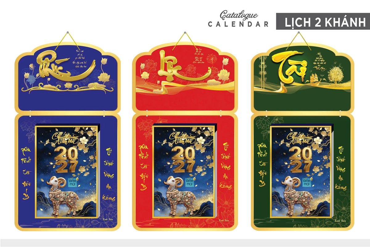 Lịch Khánh Gỗ Lamina 2 Đầu 2027 LM2D_027 - Tổng Kho Quà Tặng 999