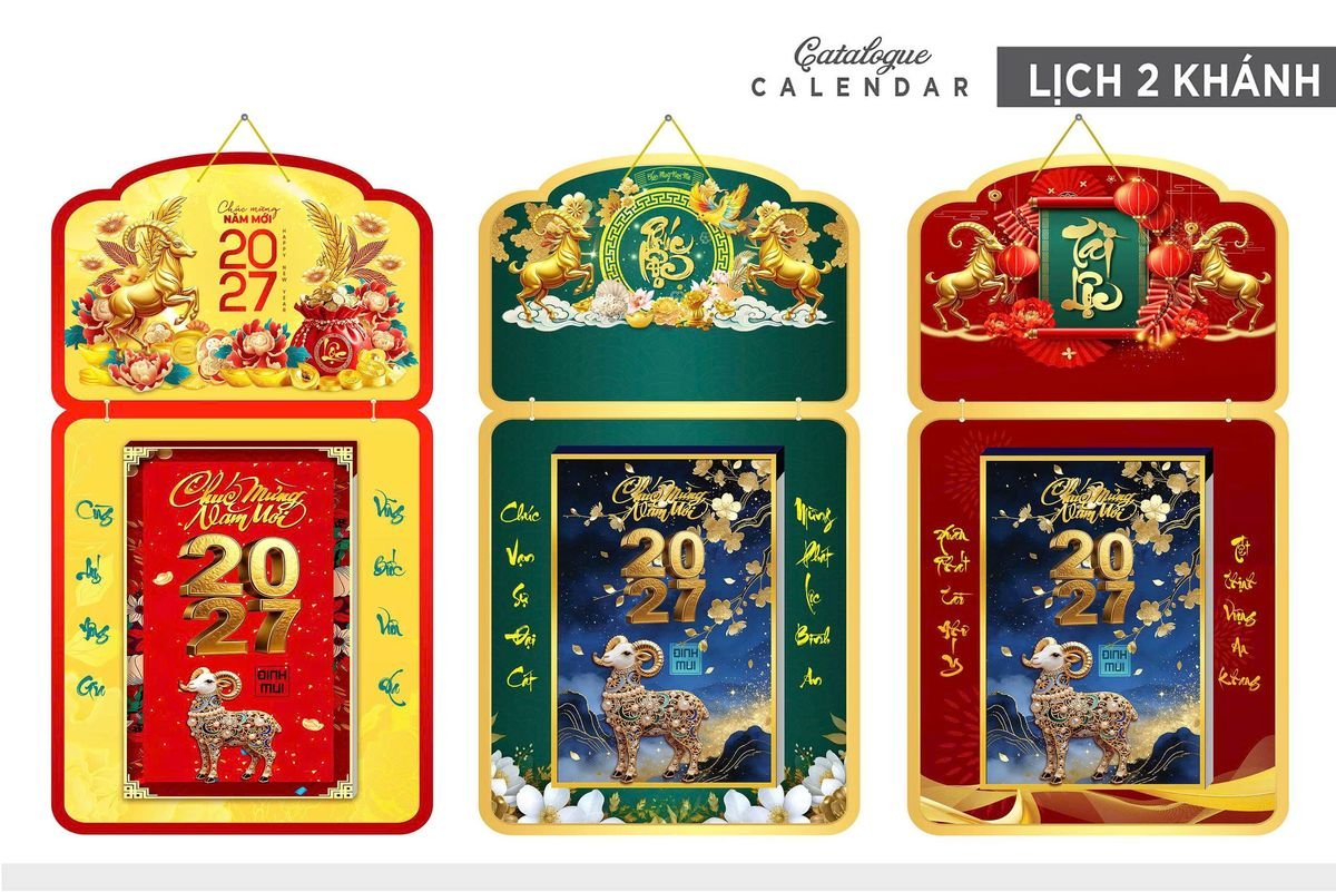 Lịch Khánh Gỗ Lamina 2 Đầu 2027 LM2D_028 - Tổng Kho Quà Tặng 999