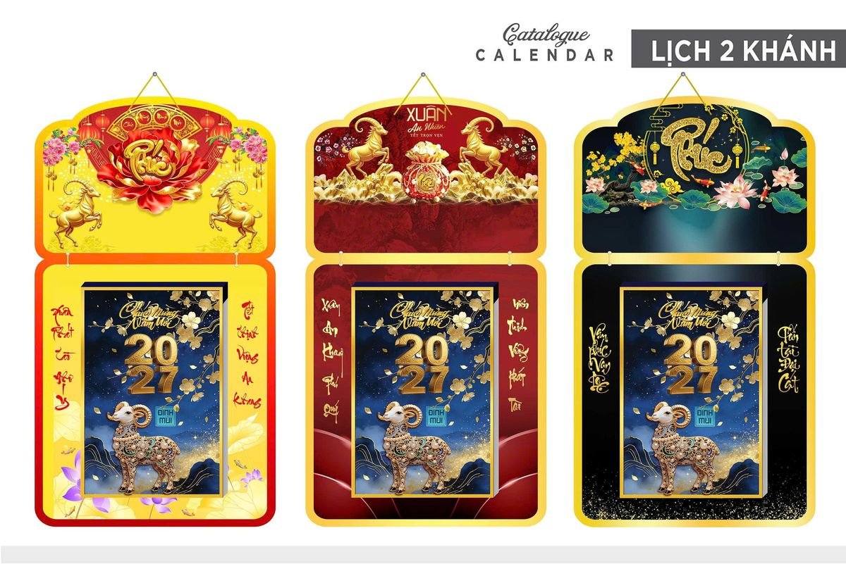 Lịch Khánh Gỗ Lamina 2 Đầu 2027 LM2D_029 - Tổng Kho Quà Tặng 999