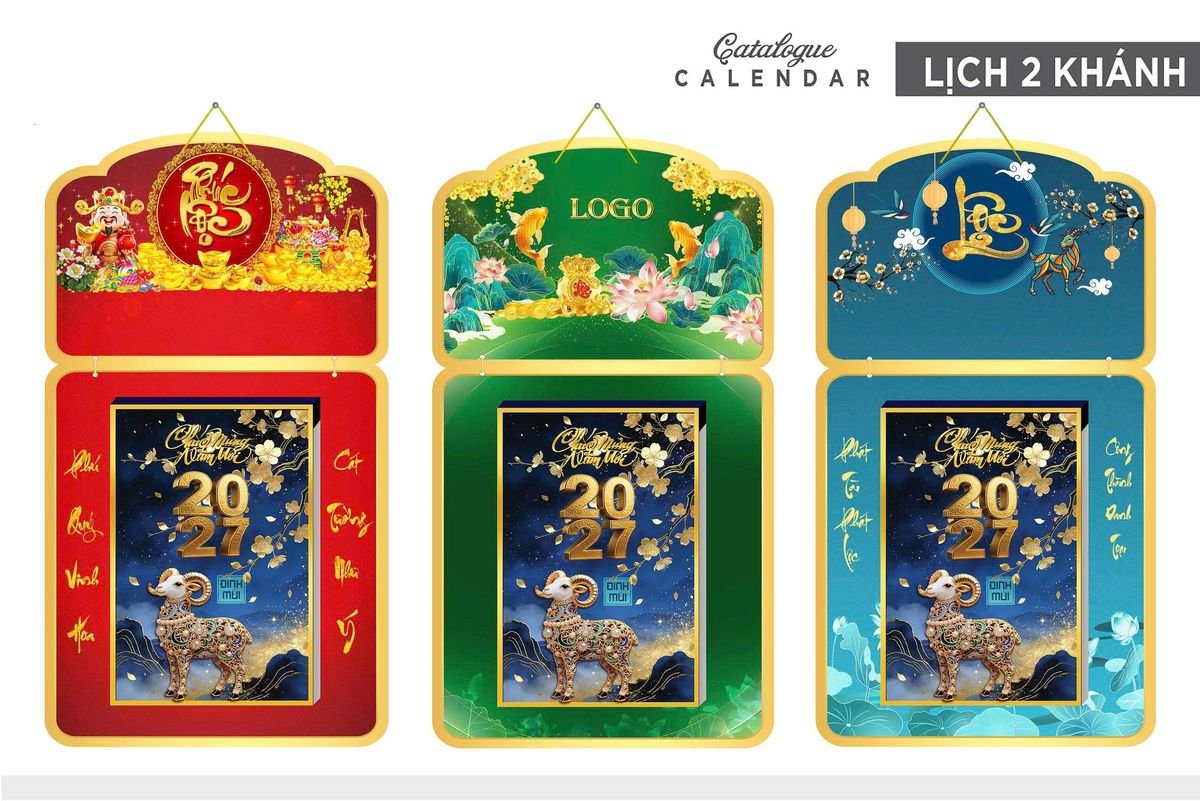 Lịch Khánh Gỗ Lamina 2 Đầu 2027 LM2D_030 - Tổng Kho Quà Tặng 999