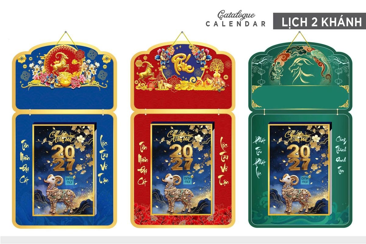 Lịch Khánh Gỗ Lamina 2 Đầu 2027 LM2D_031 - Tổng Kho Quà Tặng 999