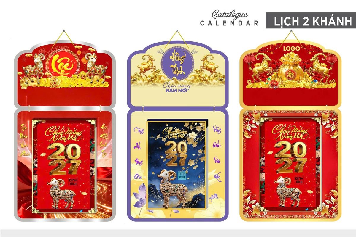 Lịch Khánh Gỗ Lamina 2 Đầu 2027 LM2D_033 - Tổng Kho Quà Tặng 999